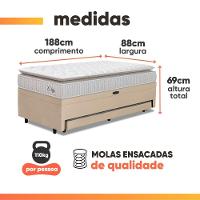 Cama Bibox Baú Com Colchão City Solteiro E Cama Auxiliar Conjugada 88x188x69cm Bela Bege / Branco - 2