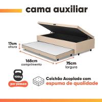 Cama Bibox Baú Com Colchão City Solteiro E Cama Auxiliar Conjugada 88x188x69cm Bela Bege / Branco - 3