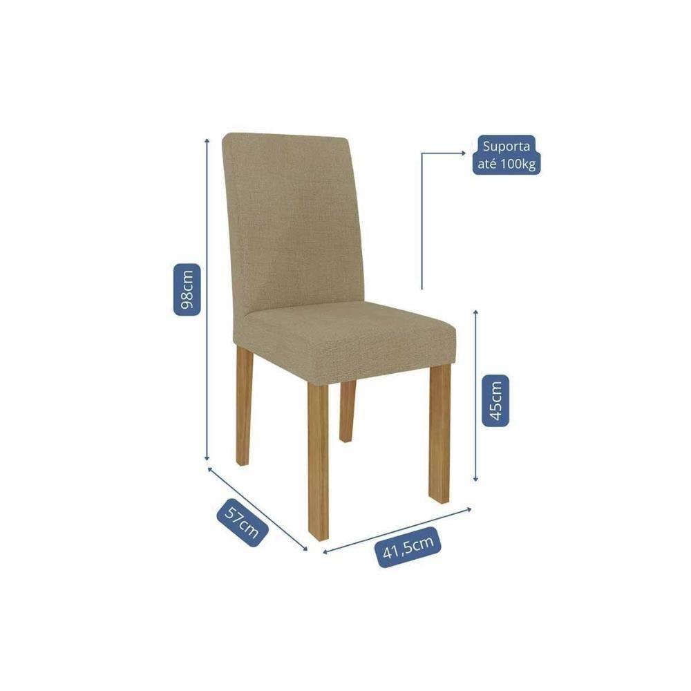Sala De Jantar Completa ágata Tampo Madeirado 130x80cm E 4 Cadeiras Maia Cinamomo - Nature/suede Gengibre Bege - Cimol - 3