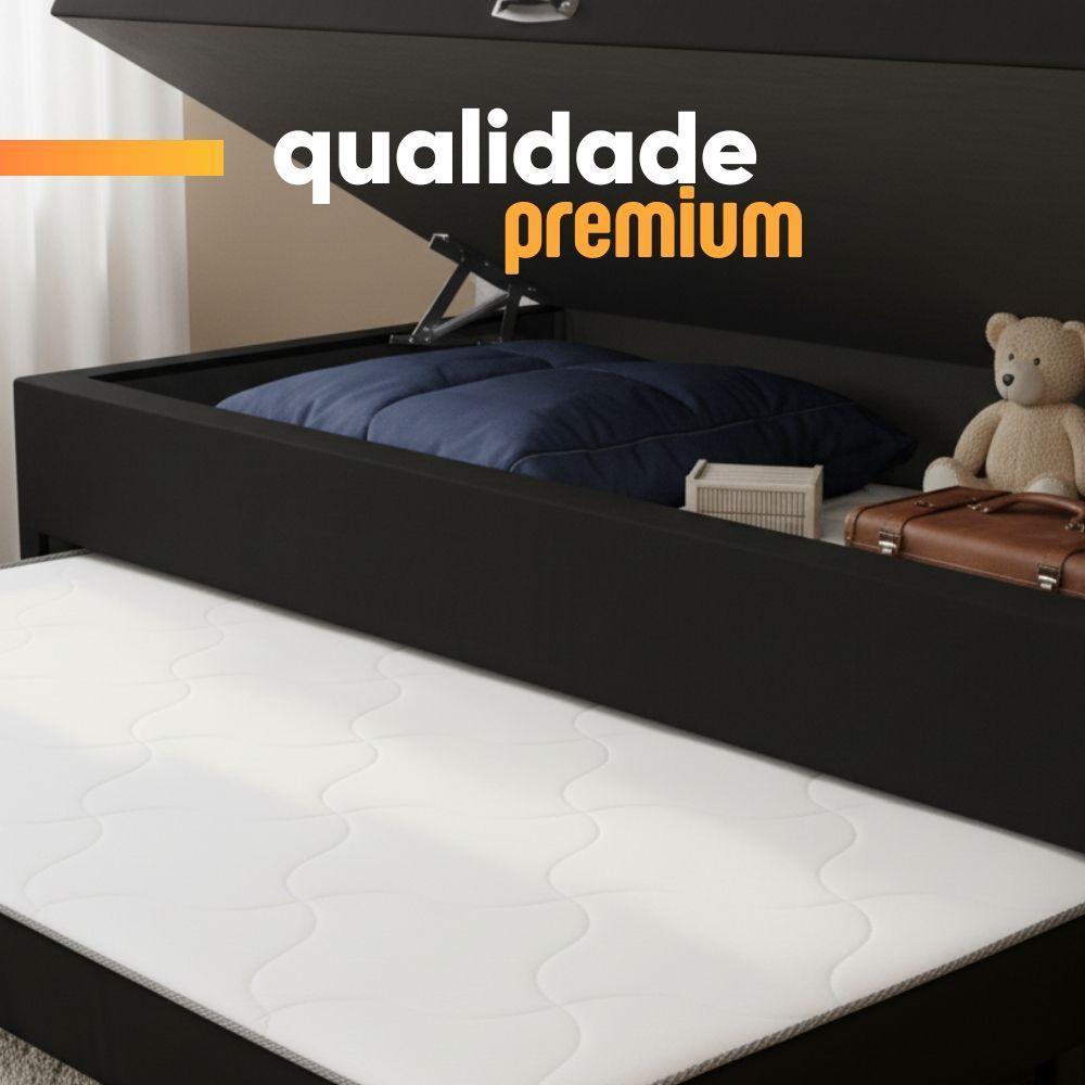 Base Cama Bibox Com Baú Solteiro E Cama Auxiliar 3 Em 1 - 88x188x46 Bela Preto - 9