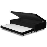 Base Cama Bibox Com Baú Solteiro E Cama Auxiliar 3 Em 1 - 88x188x46 Bela Preto - 1