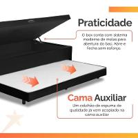 Base Cama Bibox Com Baú Solteiro E Cama Auxiliar 3 Em 1 - 88x188x46 Bela Preto