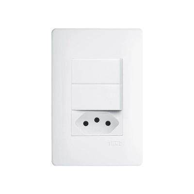 Interruptor Simples Duplo E Tomada 2p+t 20a Fame Habitat Com Placa 4x2 Branco