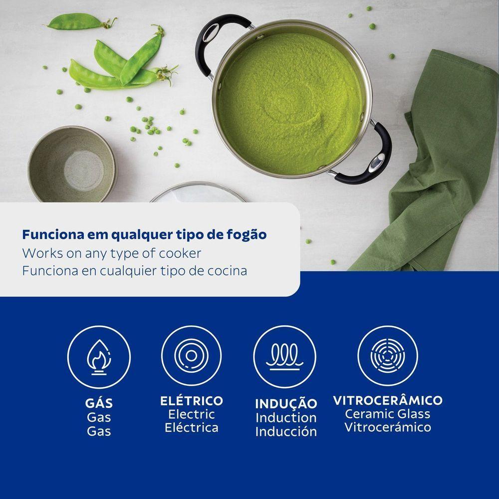 Caçarola Tramontina Astro Silicone Funda Aço Inox Fundo Triplo Tampa De Vidro 20 Cm 3,6 L Tramontina - 5