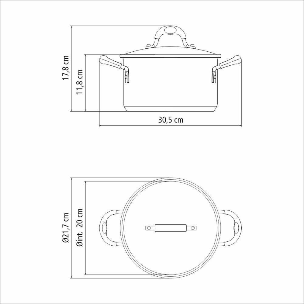 Caçarola Tramontina Astro Silicone Funda Aço Inox Fundo Triplo Tampa De Vidro 20 Cm 3,6 L Tramontina - 7