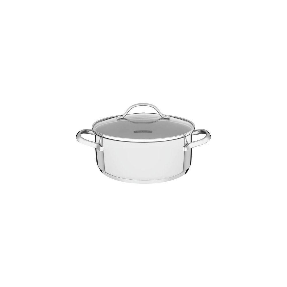 Caçarola Rasa Tramontina Una Aço Inox Fundo Triplo Tampa Vidro 24cm 4,8l Tramontina - 1