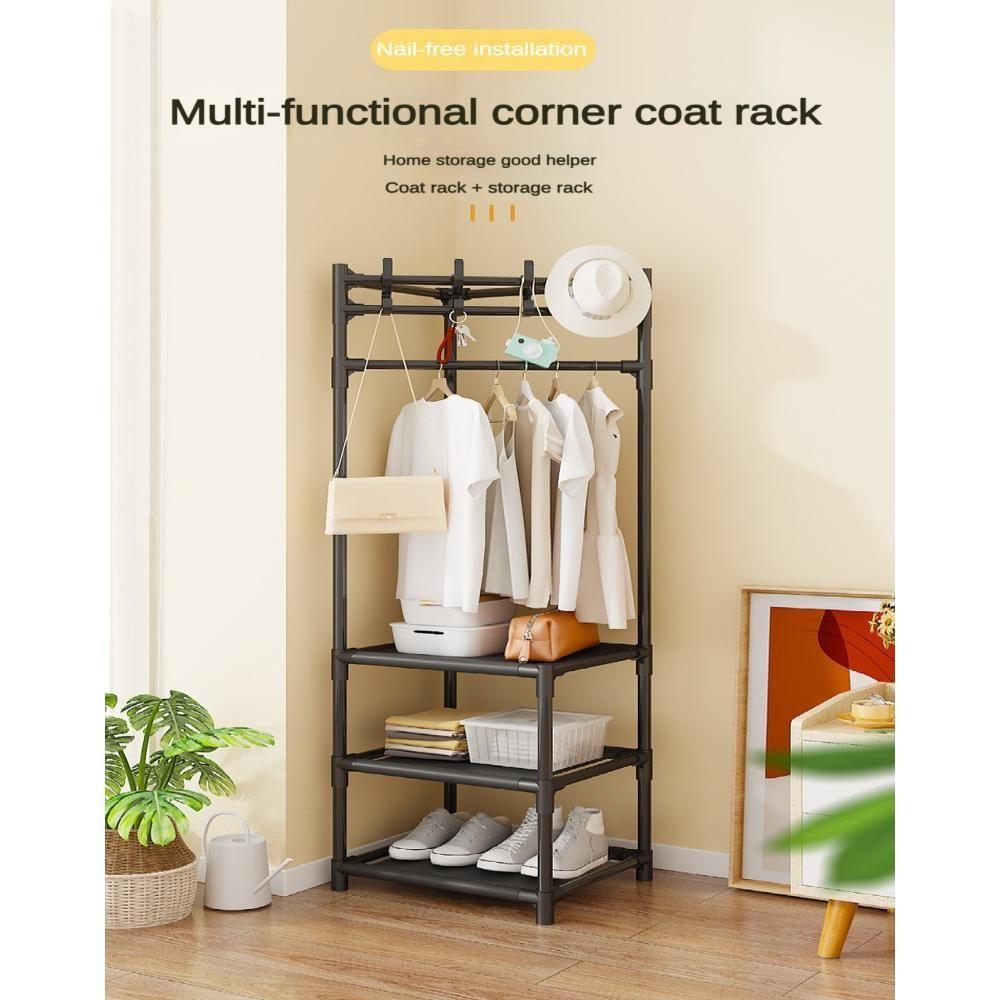 Armario Organizador Rack Canto Cabides Roupas Portatil Dobravel Aberto Arara Sapateira - 6