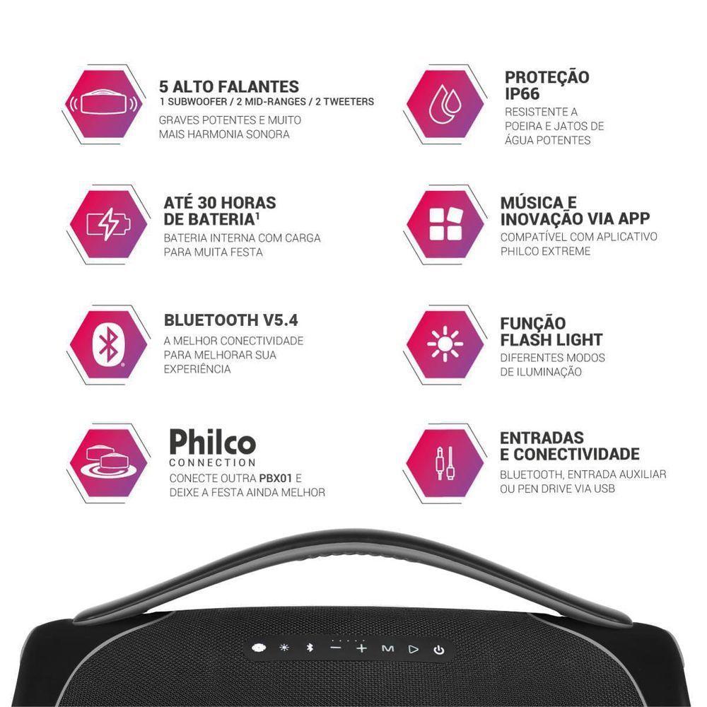 Boombox Philco Extreme Bluetooth V.5.4 300W PBX01 Bivolt - 4