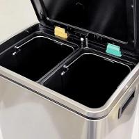 Lixeira Dupla Coleta Seletiva Inox 20 Litros Cesto Lixo 20l Balde Removível Grande Moderna Ecologico - 3