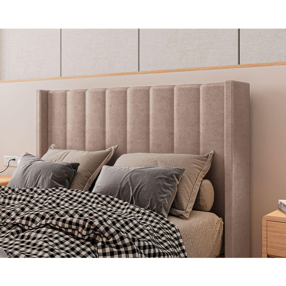 Cabeceira Estofada Queen 160 Cm Turquesa Veludo Cor: Rose - 2