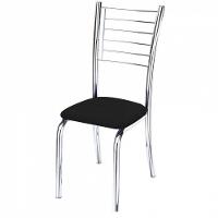 Kit 2 Cadeiras Lara Cromada Para Cozinha Preto - 3