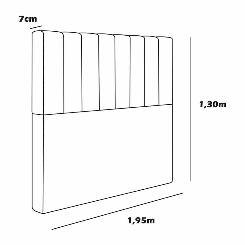 Cabeceira Estofada King 195 Cm Esmeralda Corino Cor: Branco - 3