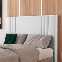 Cabeceira Estofada Casal 140 Cm Diamante Corino Cor: Branco - 1