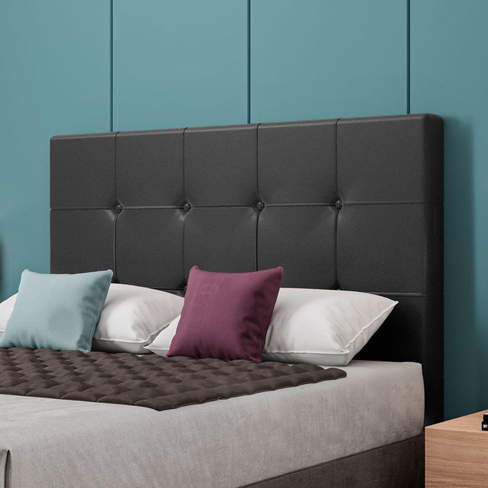 Cabeceira Estofada Casal 140 Cm Safira Corino Cor: Preto - 2
