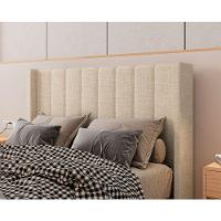 Cabeceira Estofada Casal 140 Cm Turquesa Linho Cor: Bege - 2