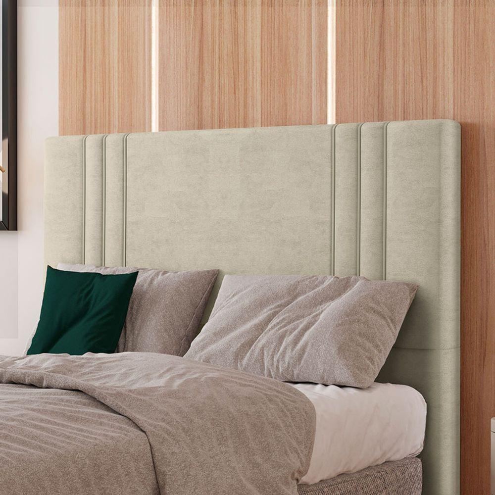 Cabeceira Estofada King 195 Cm Diamante Veludo Cor: Bege - 1
