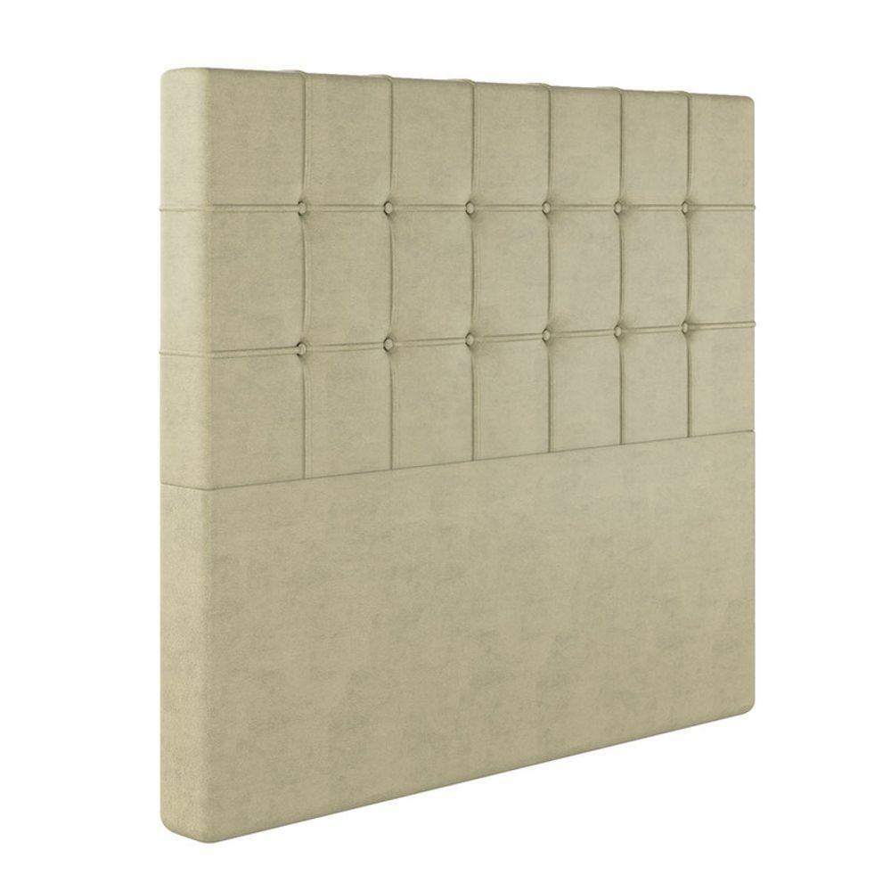 Cabeceira Estofada Casal 140 Cm Turmalina Veludo Cor: Bege - 2