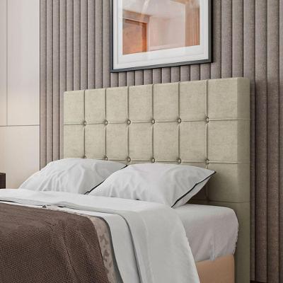 Cabeceira Estofada Casal 140 Cm Turmalina Veludo Cor: Bege