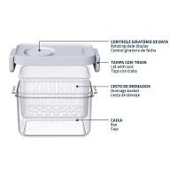 Pote Tramontina Organizador De Geladeira Organizzare 0,9 Litros Com Controle De Umidade