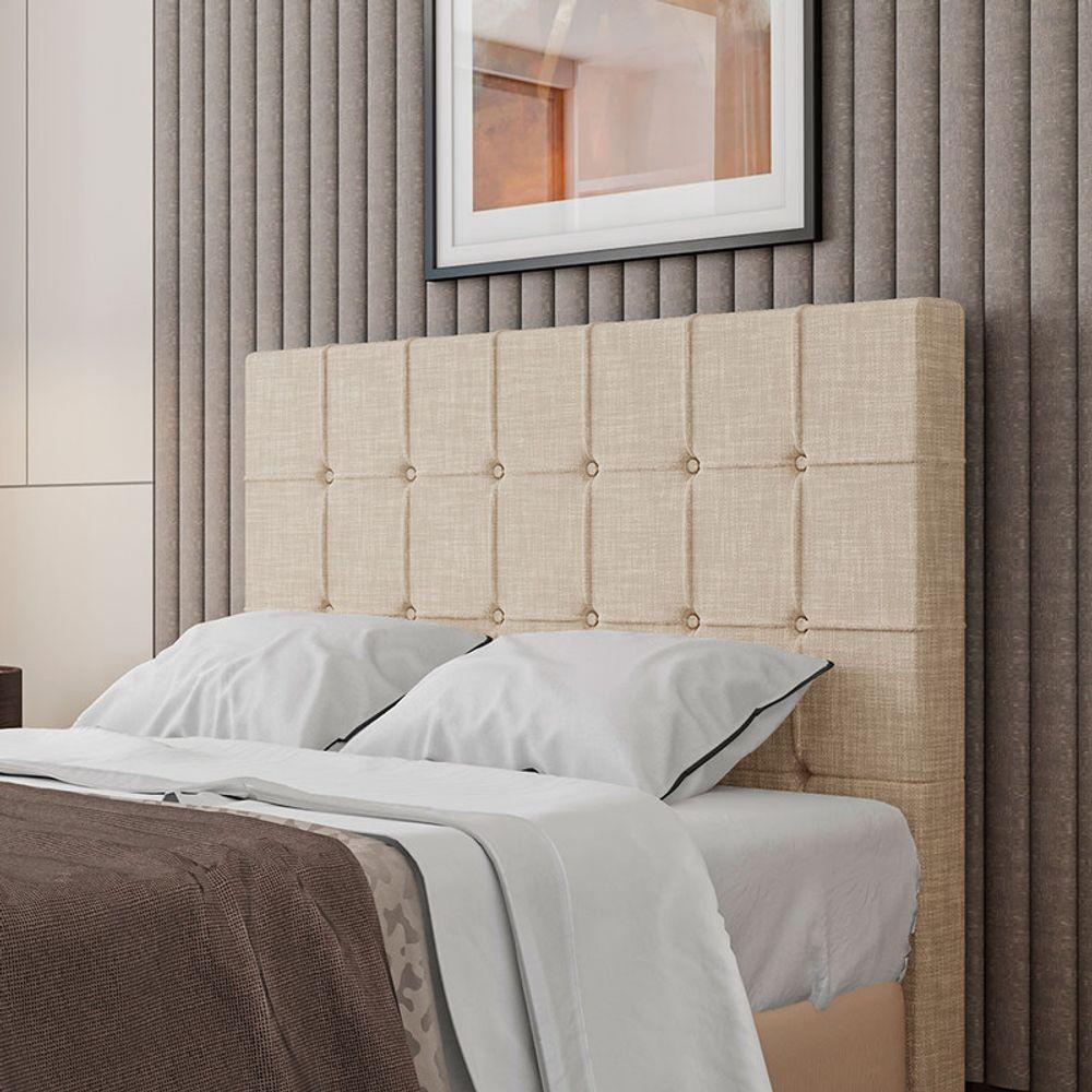 Cabeceira Estofada Casal 140 Cm Turmalina Linho Cor: Bege - 1