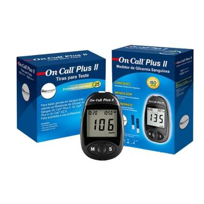 25 Tiras Individuais + Monitor De Glicose On Call Plus Ii