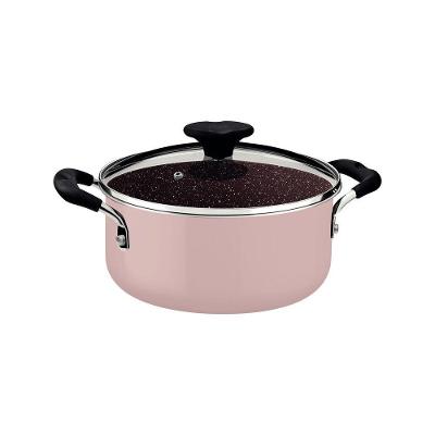 Panela Caçarola Tramontina Tunis Em Alumínio Cerâmica Rosa Trufado 24 Cm 4,8 L Tramontina