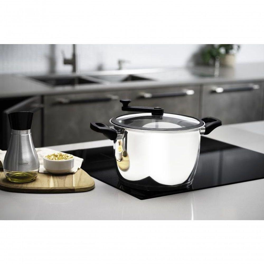 Pipoqueira Tramontina Allegra Aço Inox E Tampa De Vidro Com Borda De Silicone 22 Cm 5,6 L - 2