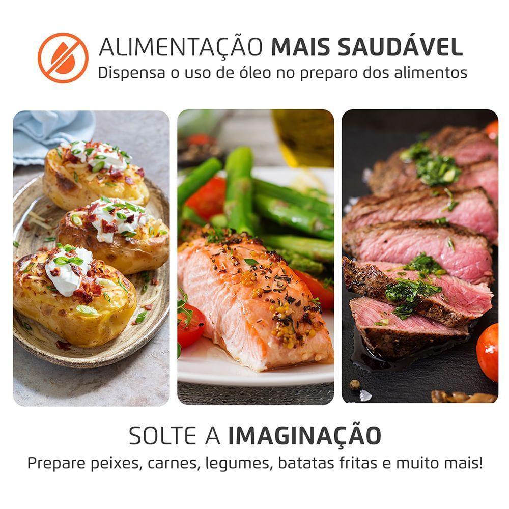 Fritadeira Sem Óleo com Divisória Air Fryer Mondial Family 4L Preto/Inox AFD-40-BI 220V - 2
