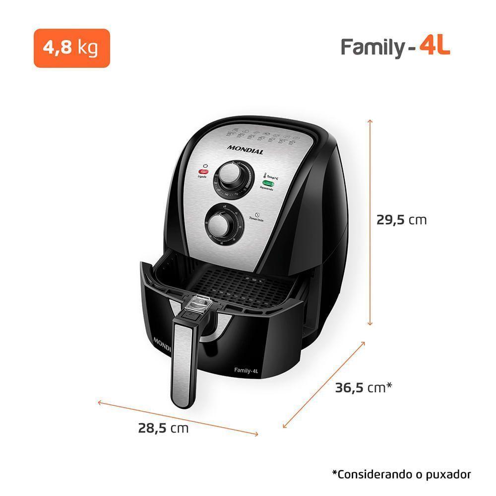 Fritadeira Sem Óleo com Divisória Air Fryer Mondial Family 4L Preto/Inox AFD-40-BI 220V - 7