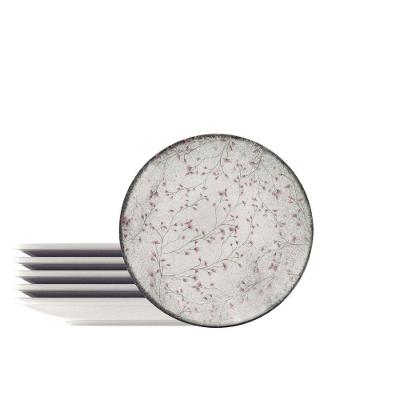 Kit Prato Sobremesa Tramontina Floralis Em Porcelana Decorada 19 Cm 6 Peças Tramontina