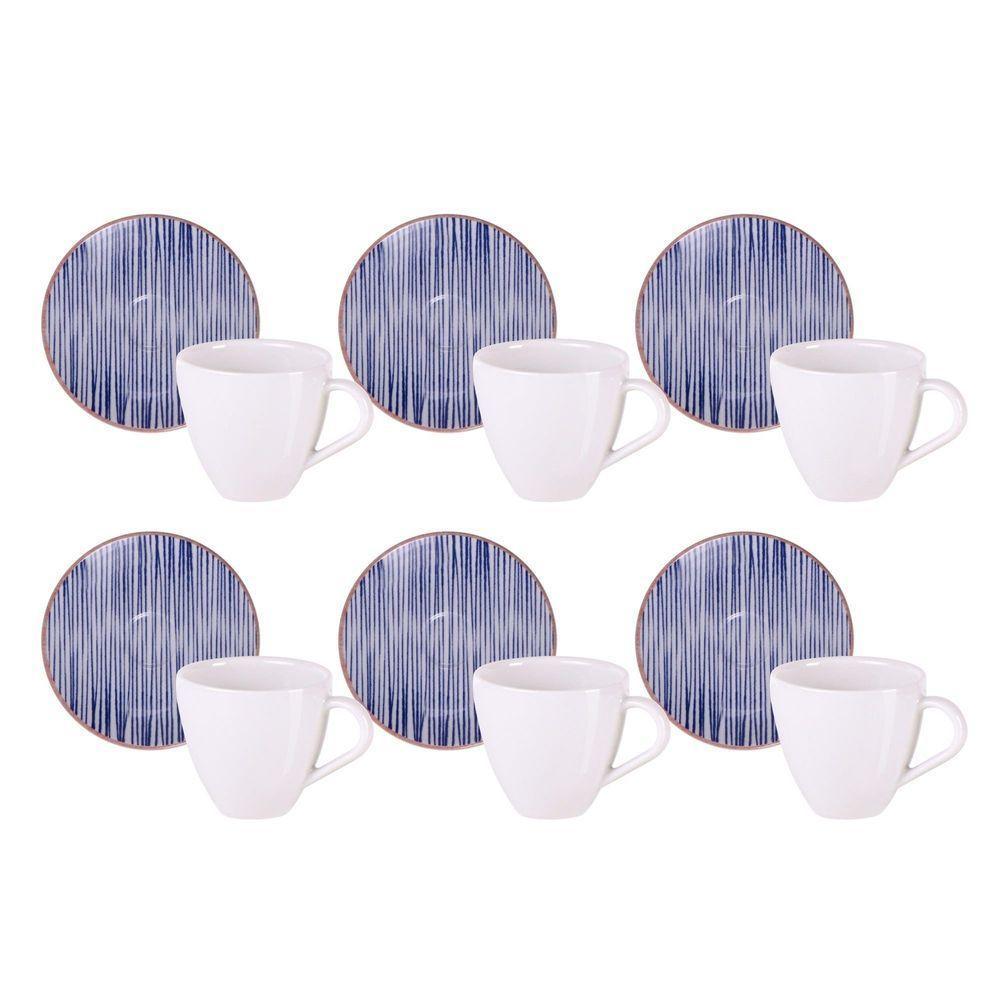 Kit Xícara Pires Café Tramontina Abstratta Porcelana Decorada 95ml 12 Peças Tramontina - 2