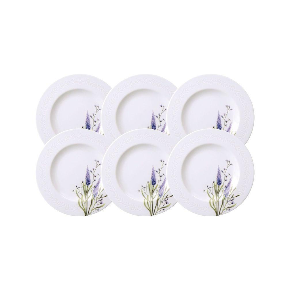 Kit Prato Sobremesa Tramontina Lilla Em Porcelana Decorada 21 Cm 6 Peças Tramontina - 2