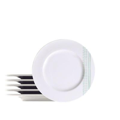 Kit Prato Sobremesa Tramontina Monocroma Em Porcelana Decorada 21 Cm 6 Peças Tramontina