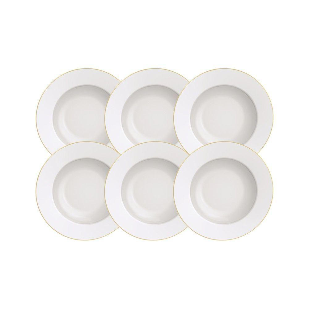 Kit Prato Fundo Filetado Tramontina Elisa Em Porcelana Com Borda Dourada 23 Cm 06 Peças Tramontina - 2