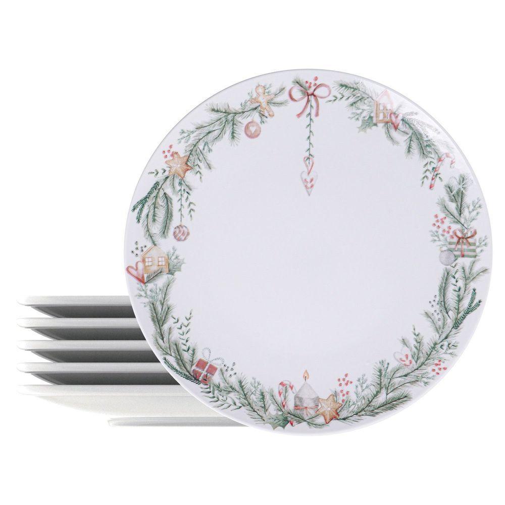 Kit Prato Raso Tramontina Casa Natal Noite Feliz Porcelana Decorada 28 Cm 6 Peças Tramontina - 1