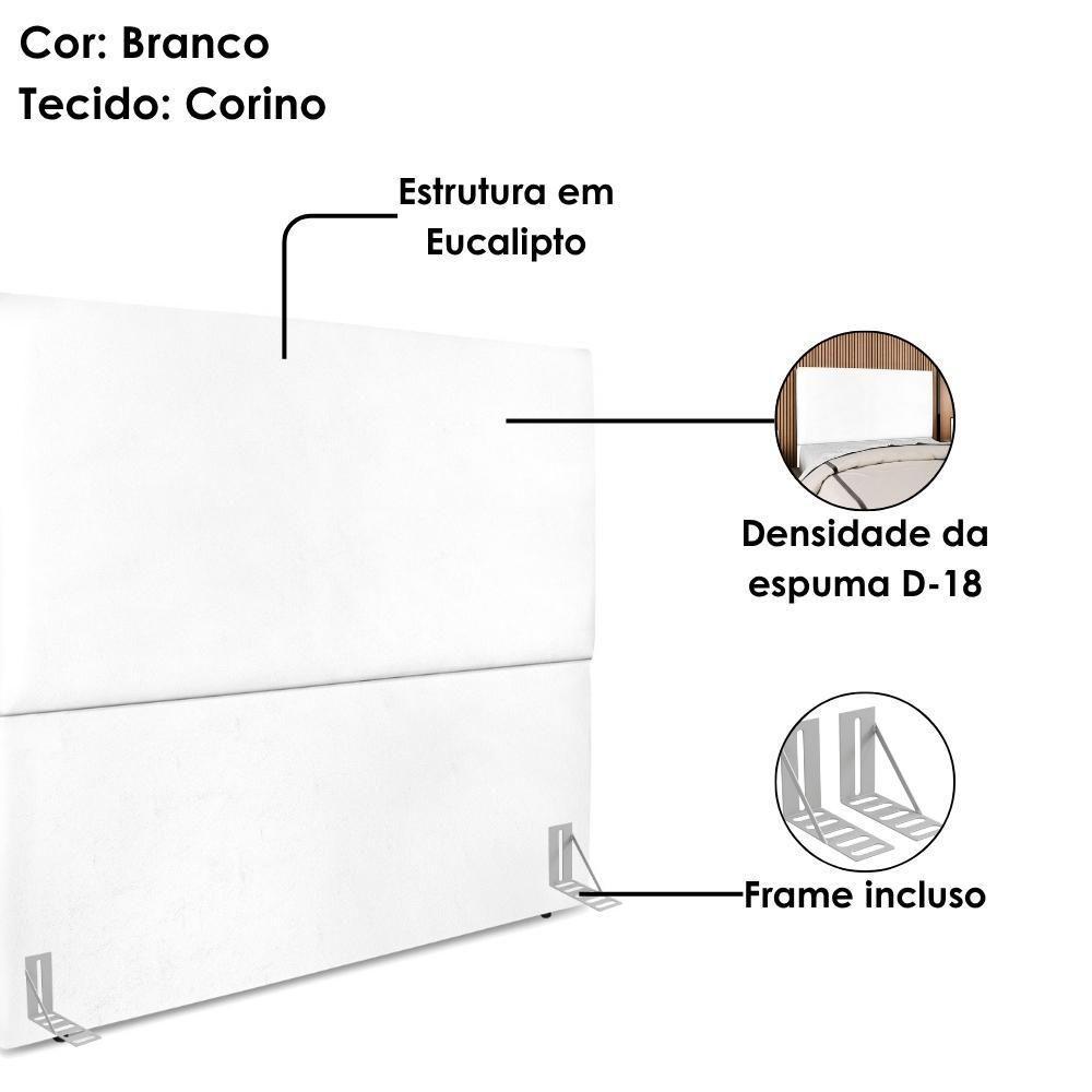 Cabeceira Queen 160 Cm Com Frame Luna Corino Artte Branco - 4