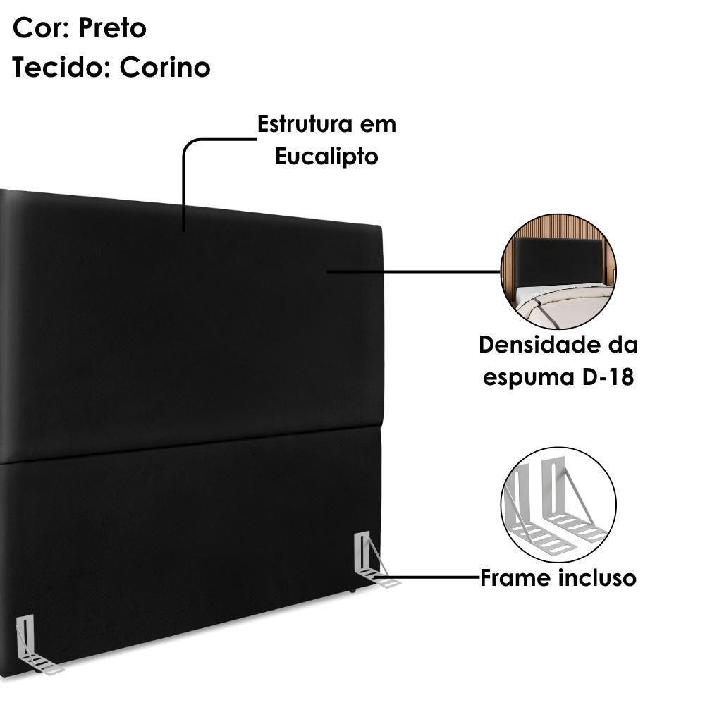 Cabeceira Queen 160 Cm Com Frame Luna Corino Artte Preto - 4