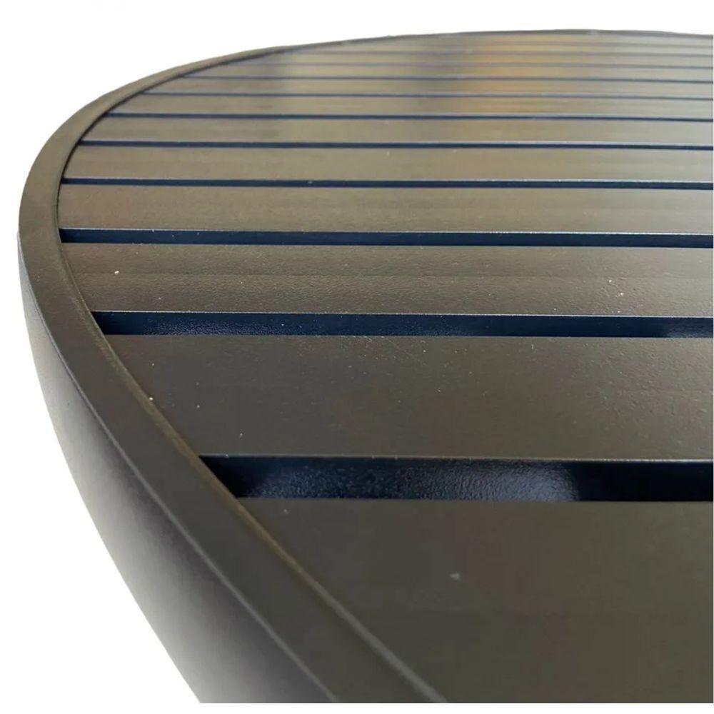 Jogo De Mesa Ripada 1,20m + 4 Cadeiras Amélia E Guarda Sol Piscina Preto - 3