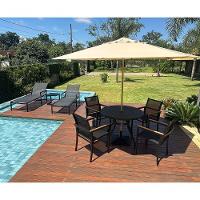 Jogo De Mesa Ripada 1,20m + 4 Cadeiras Amélia E Guarda Sol Piscina Preto - 2