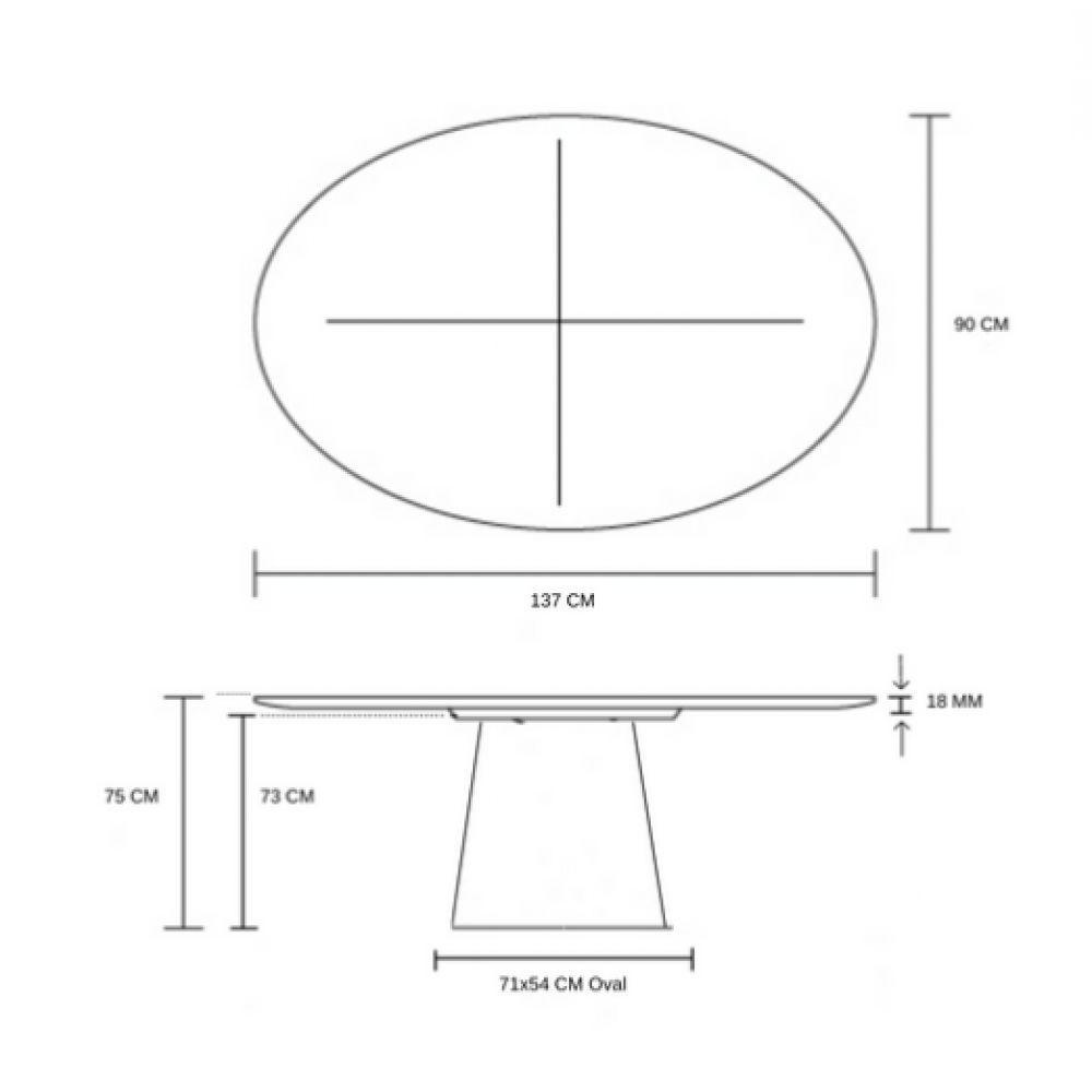Mesa Jantar Cone Oval 137x90Cm Tampo Madeira Freijó Marrom - 3