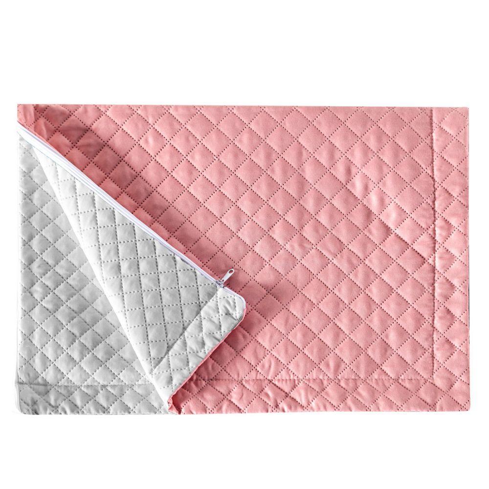 Porta Travesseiro Rosê branco Avulso Dupla Face com Zíper - 4