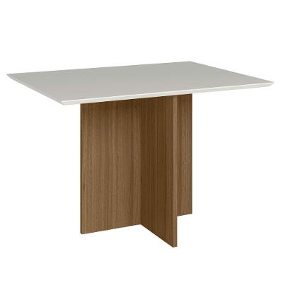Mesa De Jantar 4 Lugares 120cm Tampo Chanfrado Retangular Sem Vidro Helô Carvalho/off White - Poliman