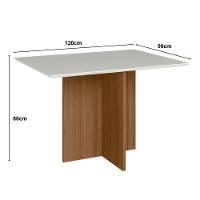 Mesa De Jantar 4 Lugares 120cm Tampo Chanfrado Retangular Sem Vidro Helô Carvalho/off White - Poliman - 3