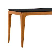 Mesa De Jantar Para 6 Lugares 1,80m Tampo Mdf Com Vidro Aurea Ypê/preto - New Ceval - 2