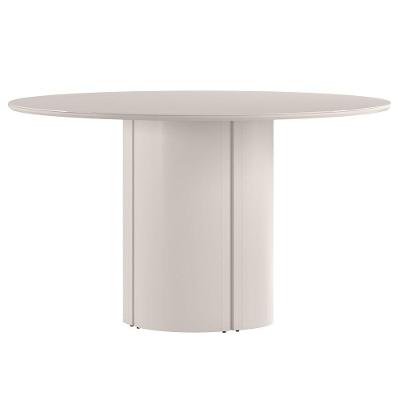 Mesa De Jantar Redonda Para 6 Lugares 135cm Tampo Mdf Com Vidro Serena Off White - New Ceval