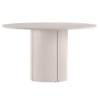 Mesa De Jantar Redonda Para 6 Lugares 135cm Tampo Mdf Com Vidro Serena Off White - New Ceval - 1