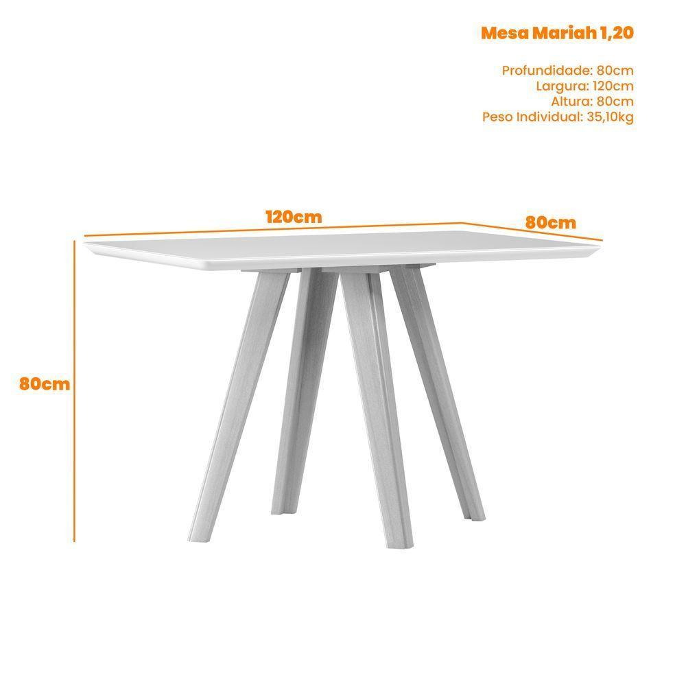 Mesa De Jantar Para 4 Lugares 1,20m Tampo Mdf Com Vidro Mariah Ypê/off White - New Ceval - 3
