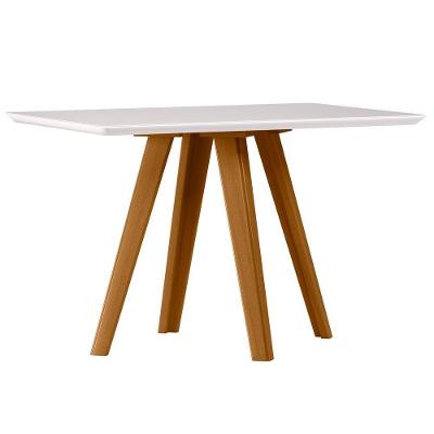 Mesa De Jantar Para 4 Lugares 1,20m Tampo Mdf Com Vidro Mariah Ypê/off White - New Ceval
