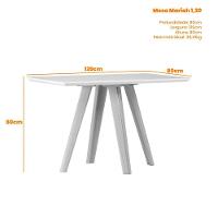 Mesa De Jantar Para 4 Lugares 1,20m Tampo Mdf Com Vidro Mariah Ypê/off White - New Ceval - 3