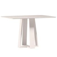 Mesa De Jantar Para 4 Lugares 1,20m Tampo Mdf Com Vidro Rubi Off White - New Ceval - 1